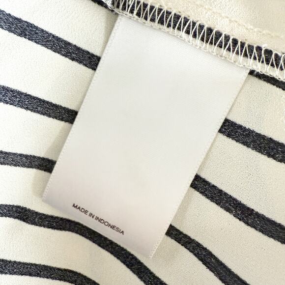 EXPRESS | White Black Vertical Stripe Shirt Tunic Belt Oversized | Size Large - Picture 6 of 7